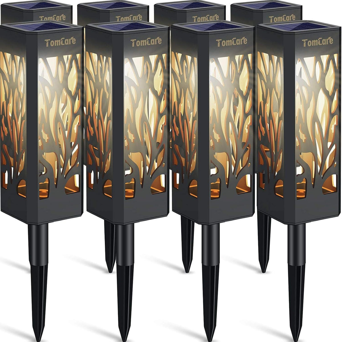 TomCare Solar Lights Outdoor Bright Solar Pathway Lights, 8 Pack
