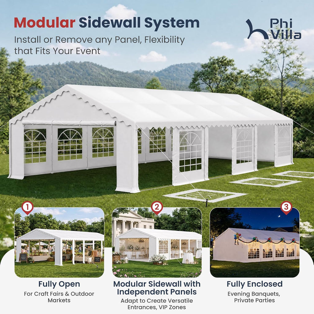 PHI VILLA Party Tent 20x40ft, Heavy Duty Wedding Events Tents for Parties