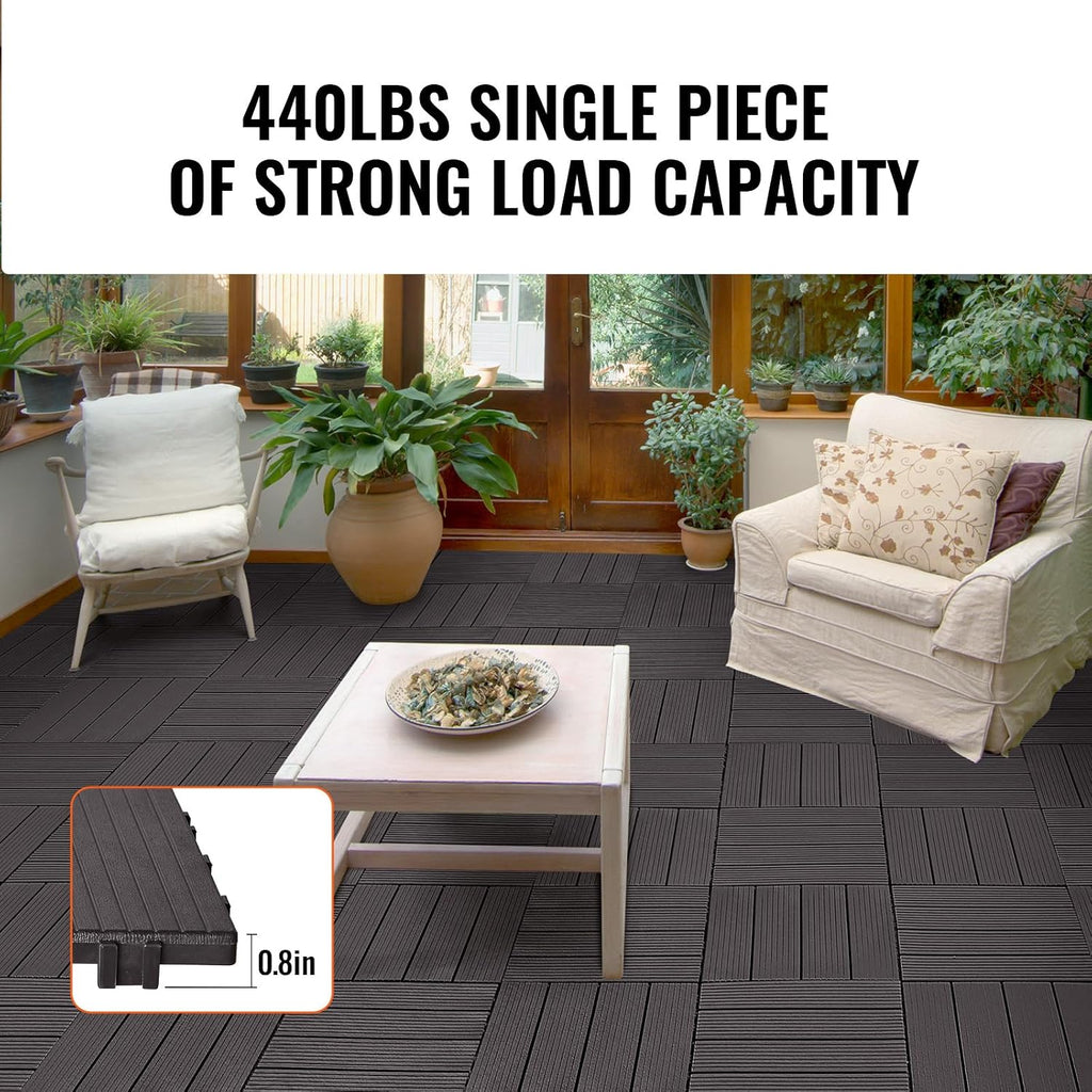 vevor 54 sq. ft plastic interlocking deck tiles, close-up detail
