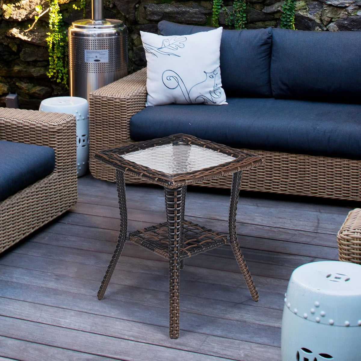 vingli outdoor side table with storage wicker patio, package contents