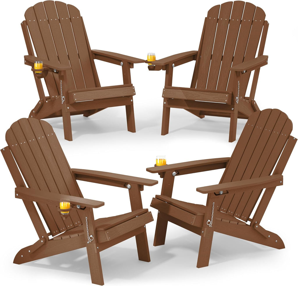 YEFU Adirondack Chairs Set of 4 for Patio: Folding Plastic Fire Pit Chair