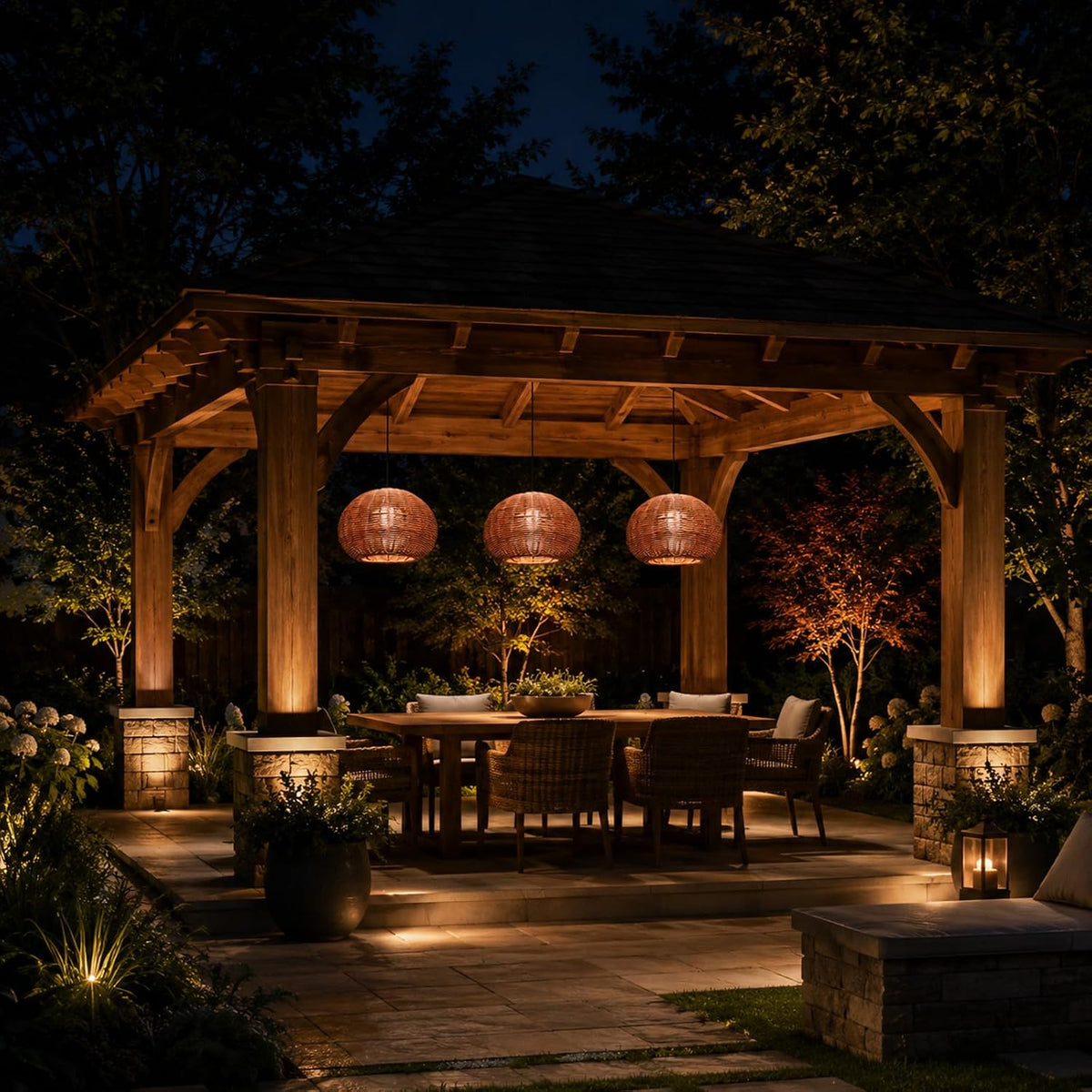 24 inch outdoor rattan pendant light for balcony showing dimensions