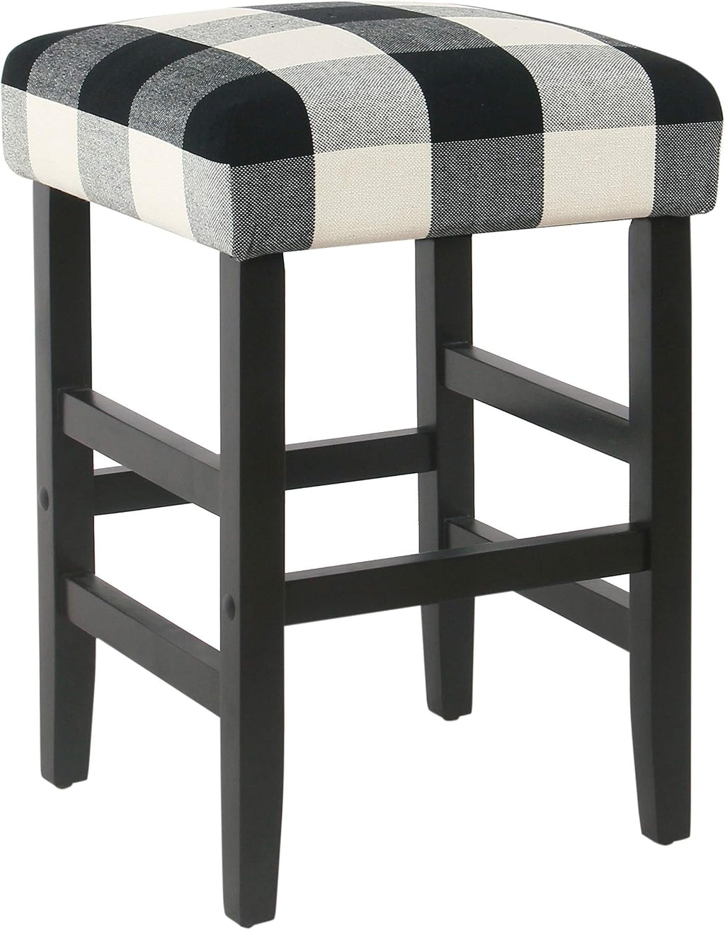 HomePop Open-Back Counter Stool, 24-Inch, Black Plaid