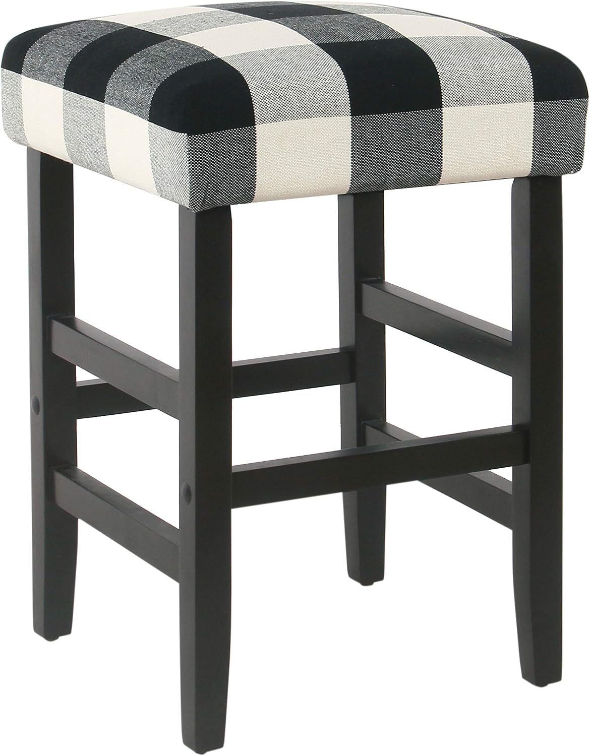 HomePop Open-Back Counter Stool, 24-Inch, Black Plaid