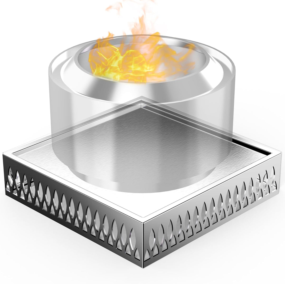 Stainless Steel Fire Pit Base for Surface Protection, X22 (23.6 Inch) Metal Fire Pit Mat, Heavy Duty Accessory for Solo Stove, Deck Protector with Air Vents for Indoor Outdoor Use