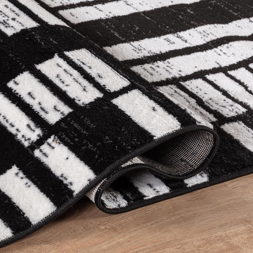 Rugshop Contemporary Modern Abstract Geometric Area Rug Black 4' x 6'