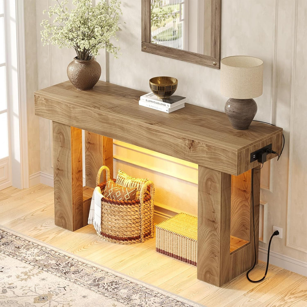 Unikito 47" Entryway Table with Sensor Light & AC Outlets with USB-C Ports