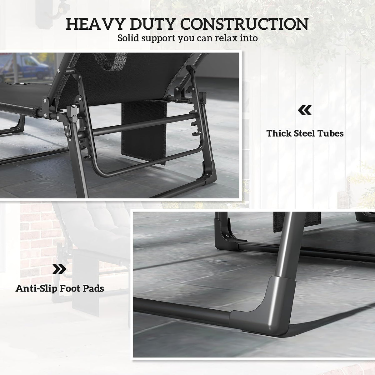 Outsunny Chaise Lounge Chair Outdoor 5-Level Back Dark Gray