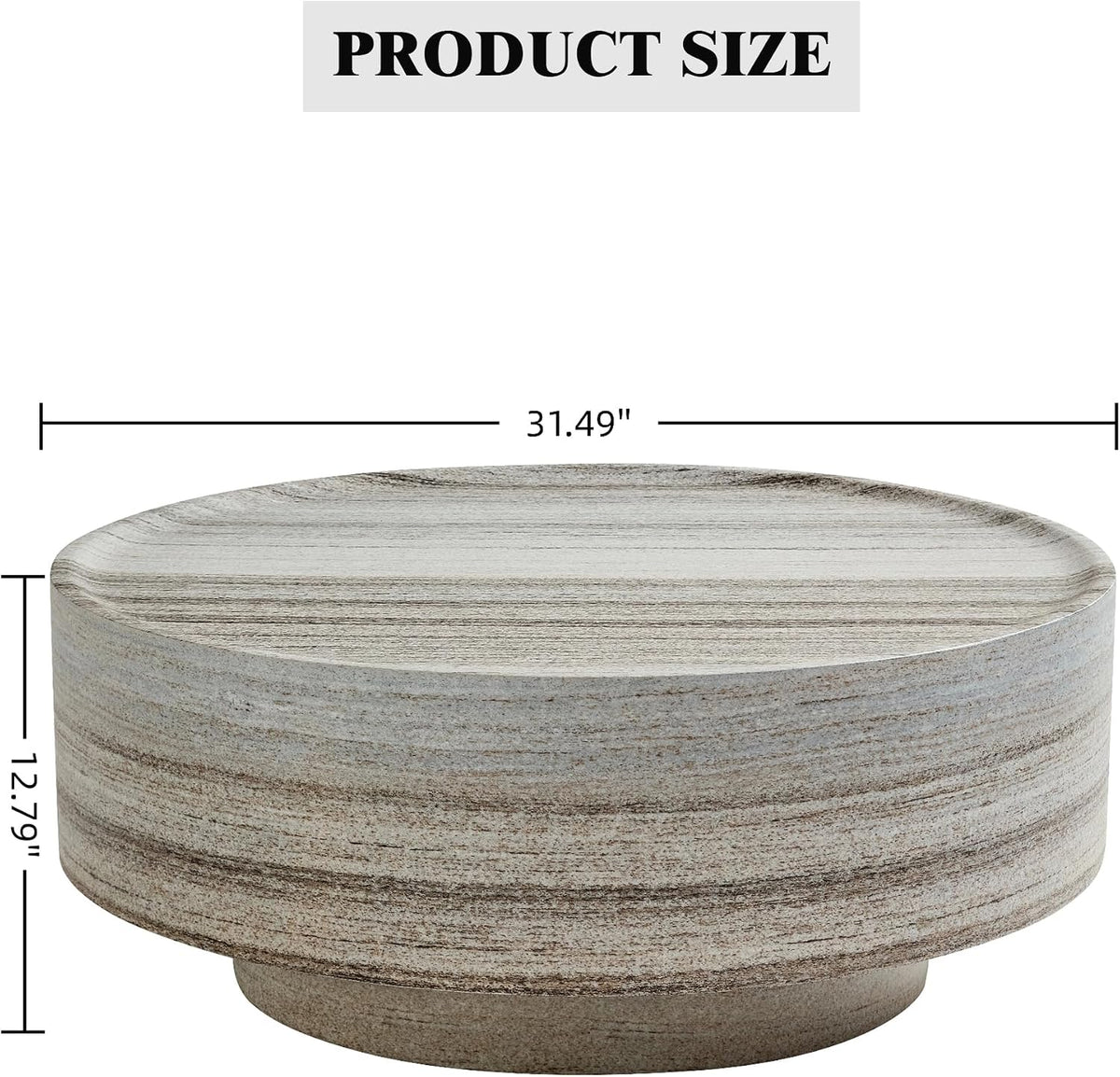 31.5" Round Faux Marble Coffee Table for Living Room (31.5"x12.8")