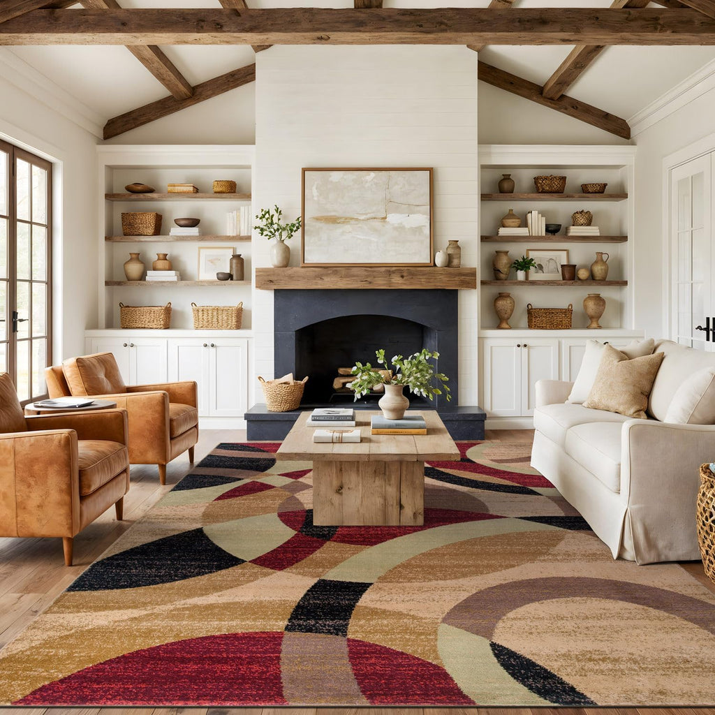 Rugshop Abstract Circles Contemporary High Traffic Area Rug Multi 9' x 12'