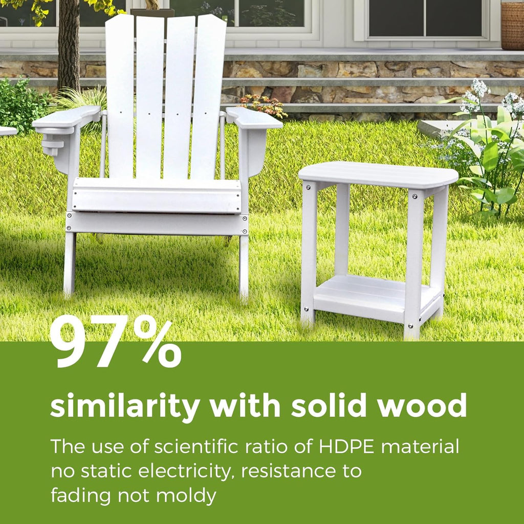 adirondack square outdoor side table,2-tier storage patio side, side view