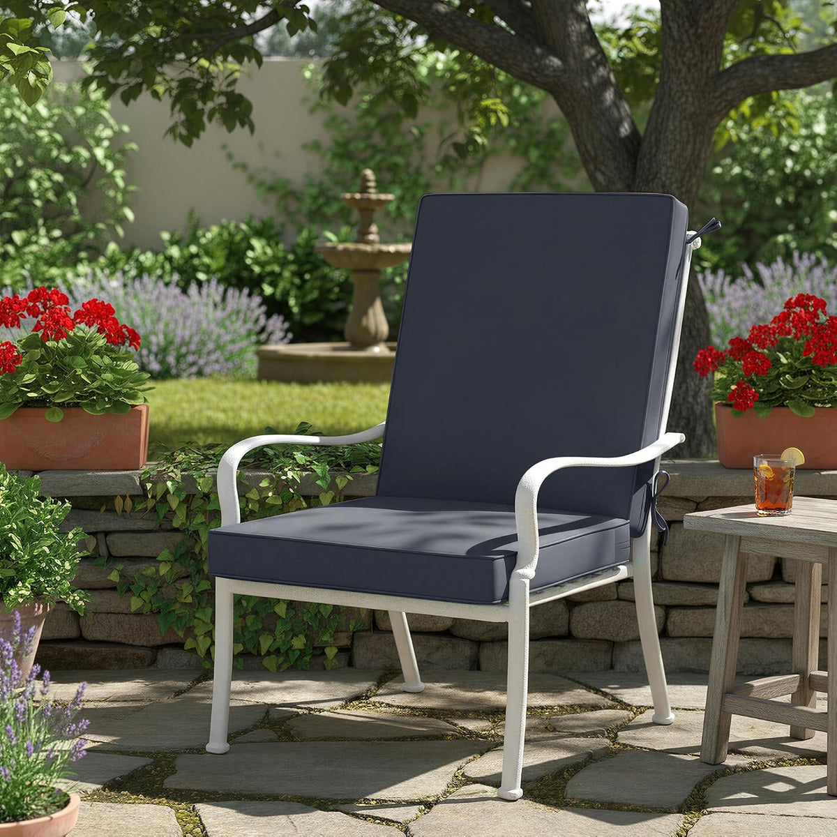 Summsun High Back Outdoor Chair Cushions, 20 x 20 Inch, Dark Grey