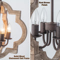 16" Farmhouse Chandelier Orb Distressed Wood Oak Dining Room Light Fixture