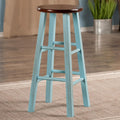 Winsome Ivy Square Leg Bar Stool, Rustic Light Blue and Walnut, 29"
