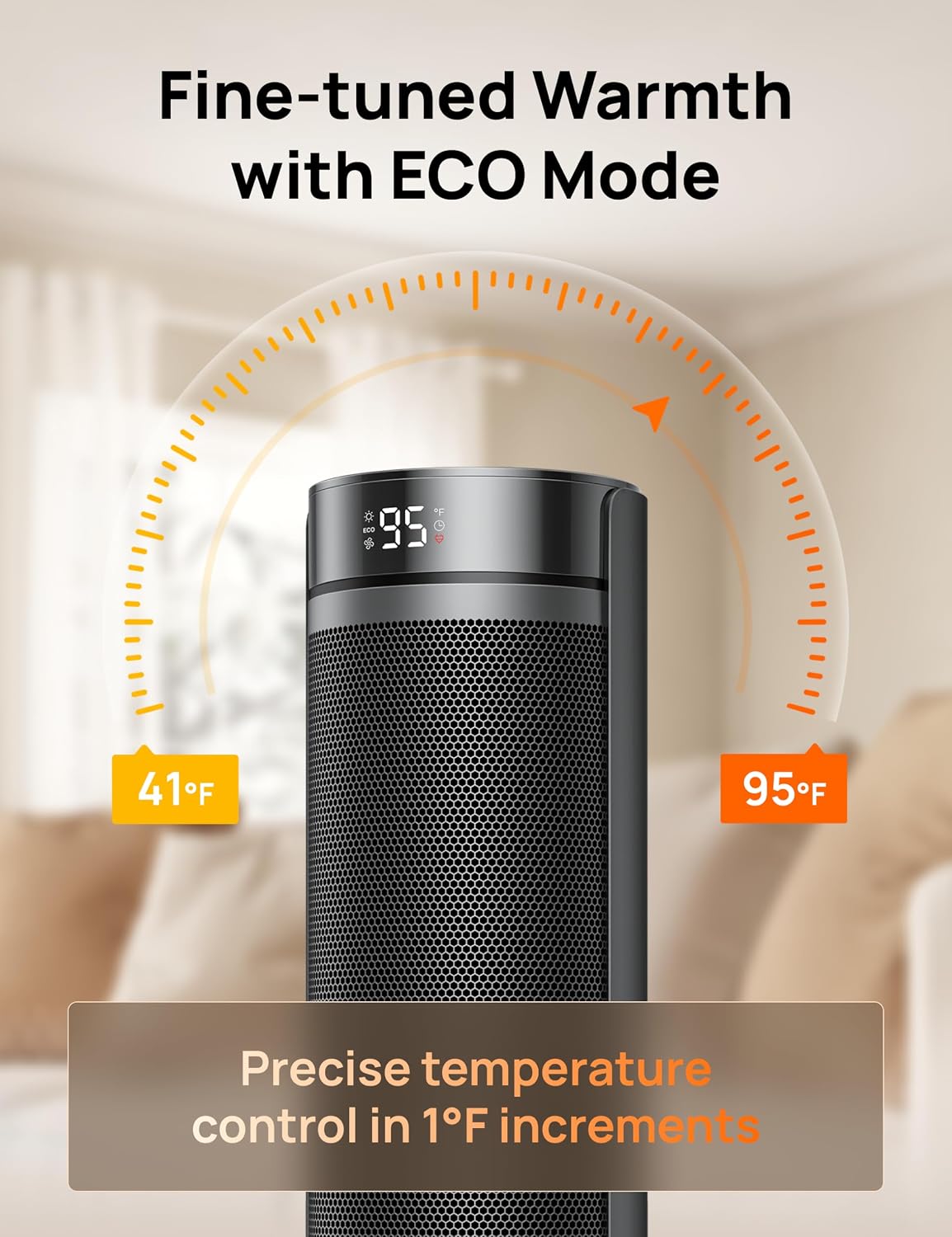 DREO Space Heater for Large Room, Safe Electric Heaters for Indoor Use