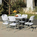 Lakhow Folding Table 4 Foot Adjustable Height with Built in Handle, White