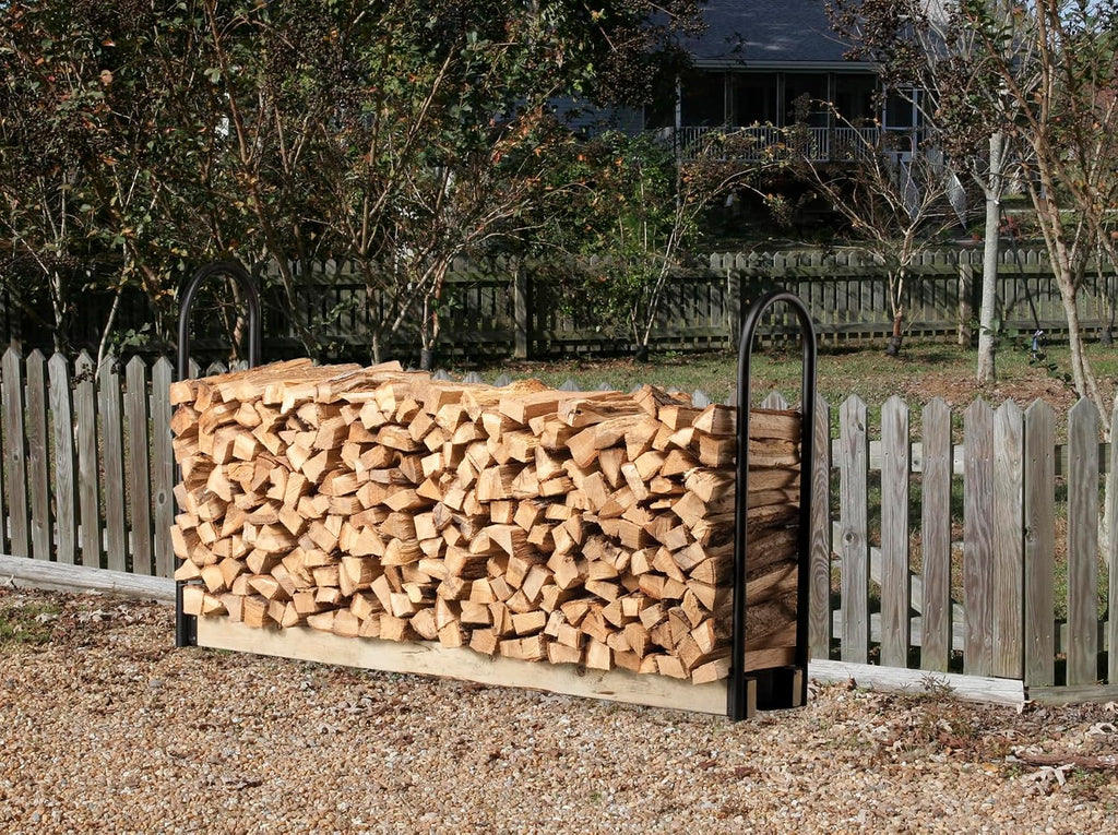 Outdoor Wood Rack for Firewood - Shelter Firewood Holder & Log Rack SLRA Adjustable Length, Outdoor Firewood Racks, Powder Coated Heavy Duty Firewood Rack, 1.25" Tubular Steel, Adj. L x 13" D x 45" HA