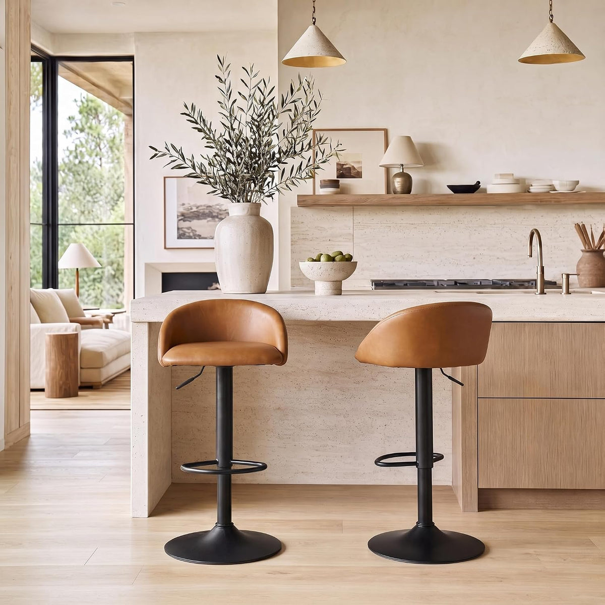 younuoke bar stools set of 2 modern swivel, close-up detail