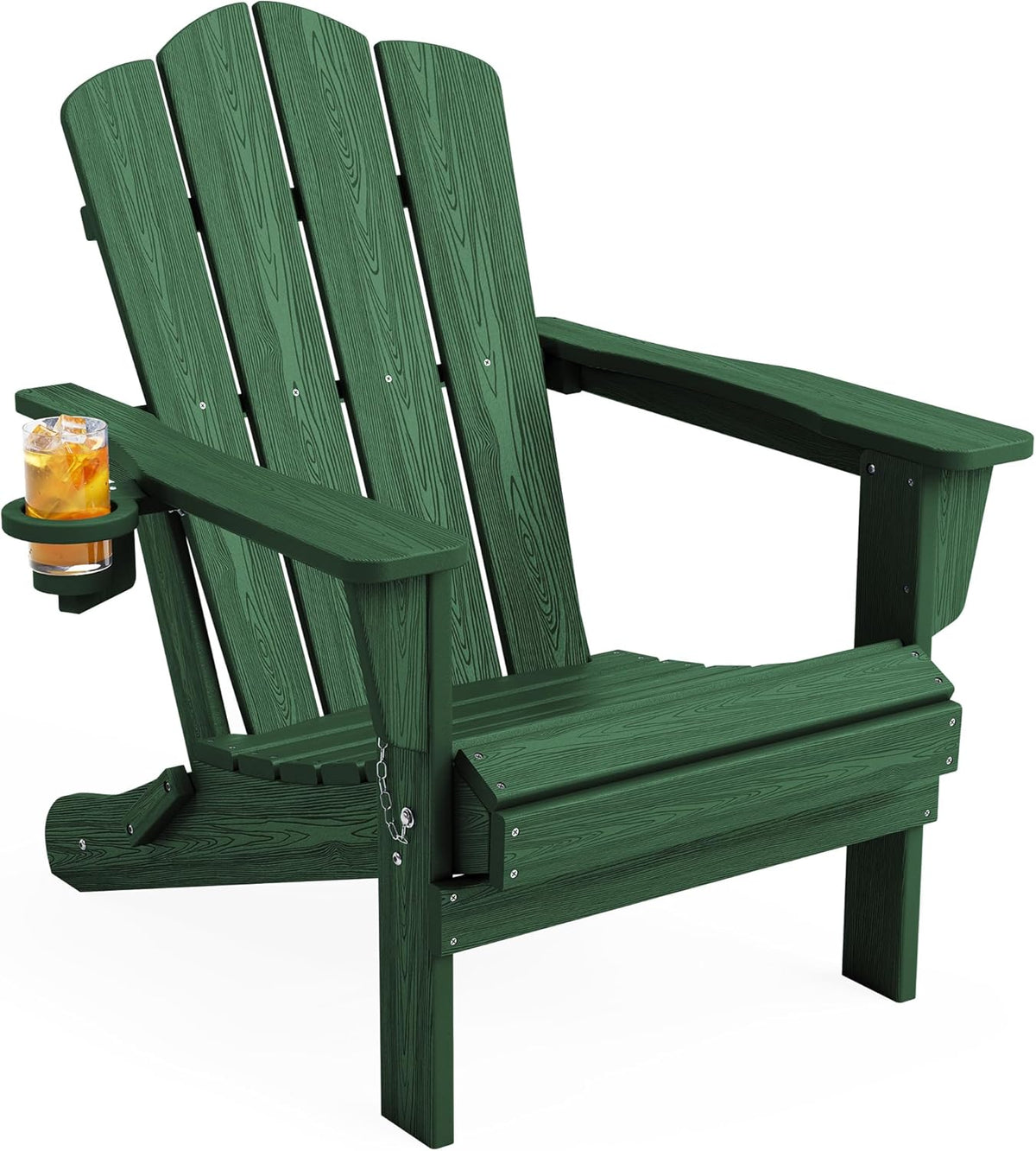 KINGYES Folding Adirondack Chair with Cup Holder, Green