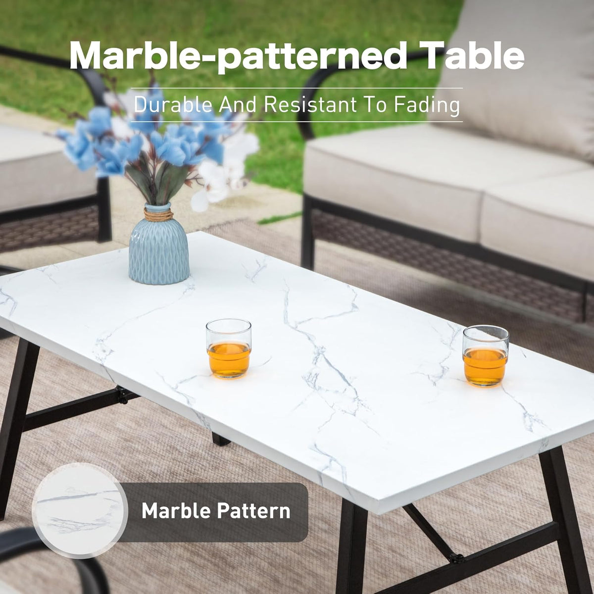 SUNSHINE VALLEY, 4 PCS Metal Patio Conversation Set, Rocking Chairs