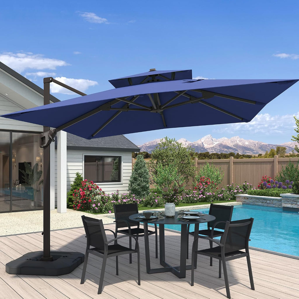 10x10 FT Outdoor Cantilever Patio Umbrella, Navy