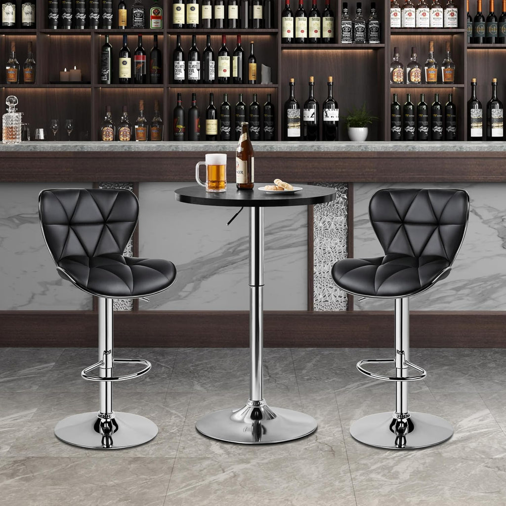 Yaheetech Round Bar Table Set of 2, Adjustable 27.5-36" Height, Black