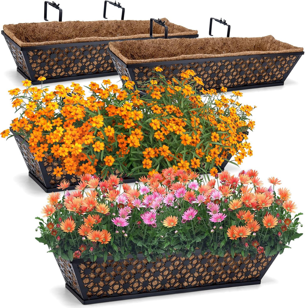 24 Inch Railing Planter Box Outdoor Deck Railing Flower Boxes