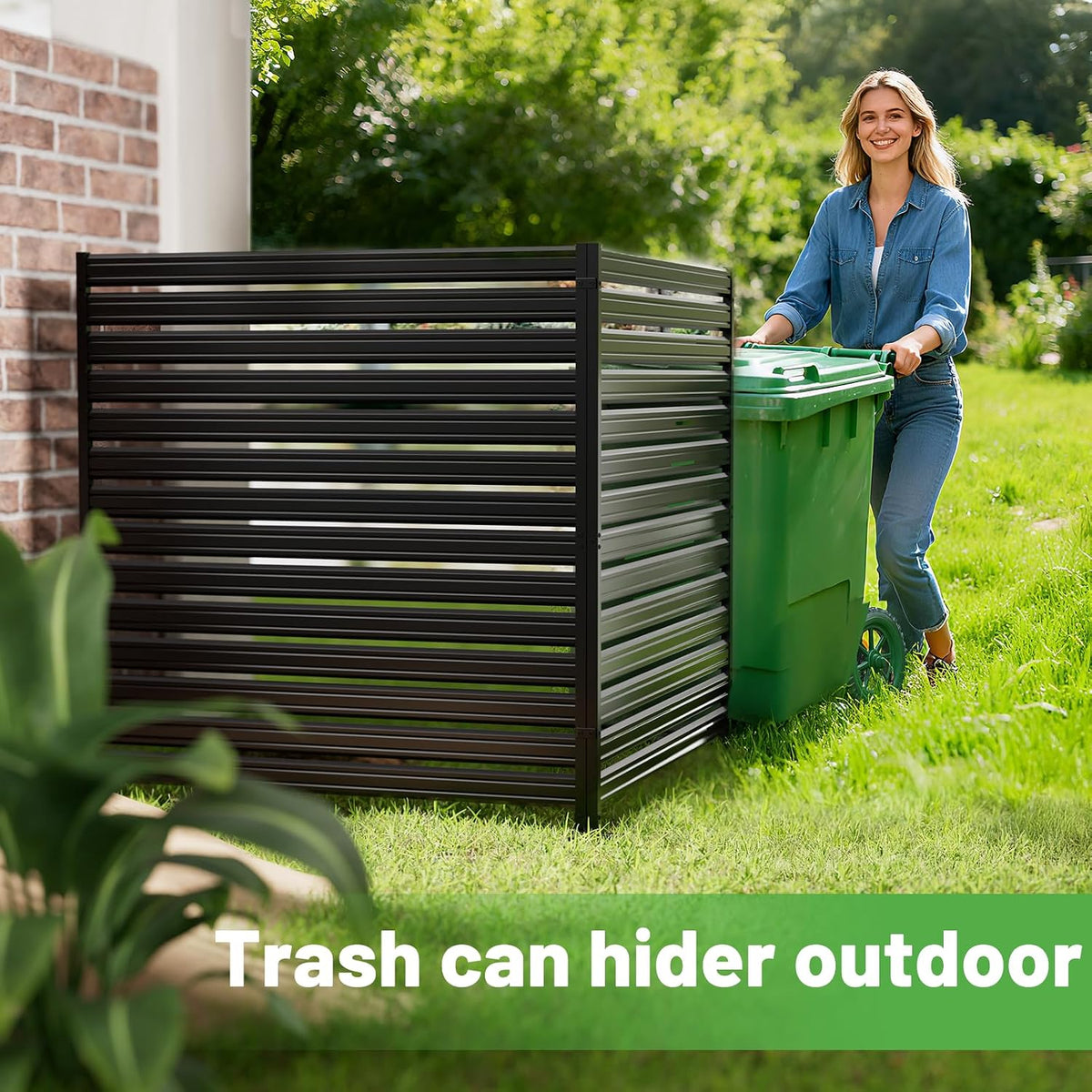 No-Dig Metal Privacy Fence Screen, 48" H × 48" W Air Conditioner Fence