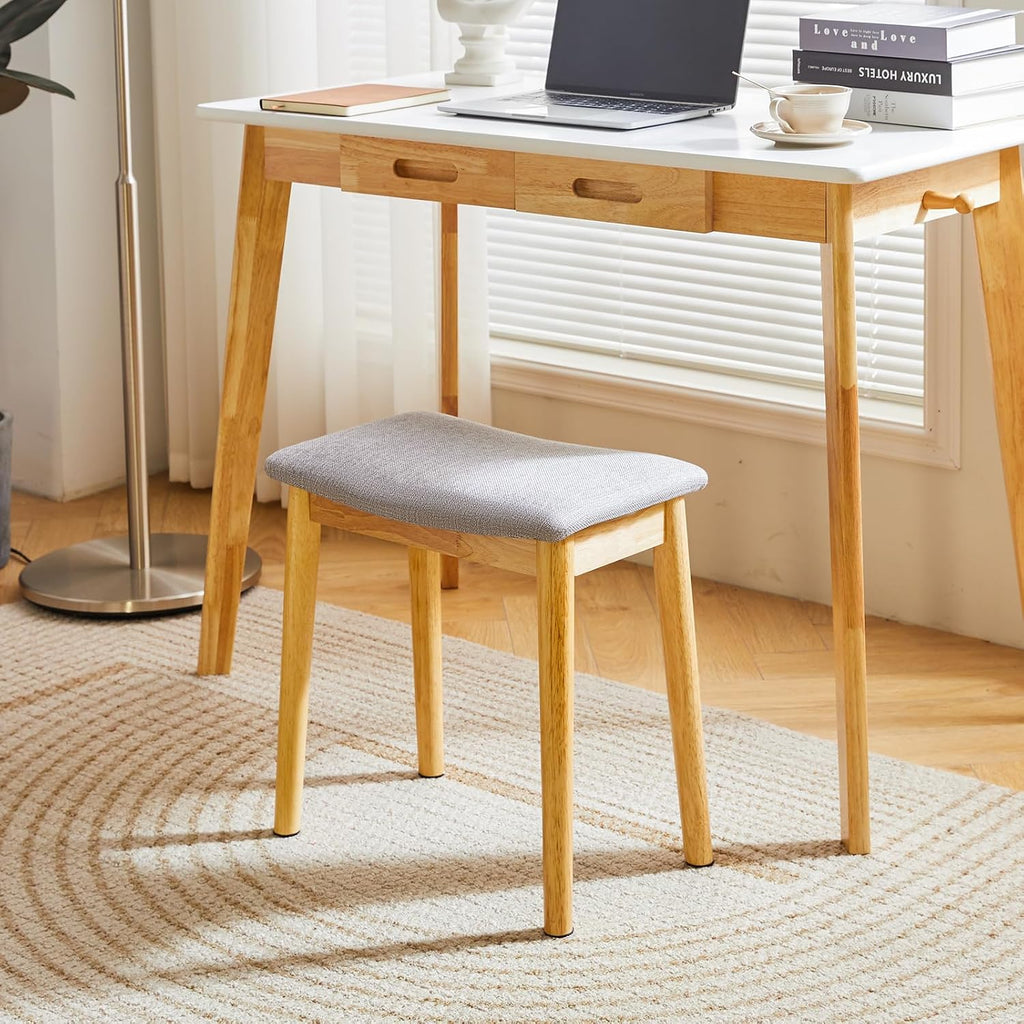 IBUYKE Saddle Cushion Vanity Stool Chair, Piano Bench, Light Gray WBD007NG
