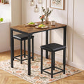 COSTWAY Dining Table Set, Counter Height Table, 2 Upholstered Stools
