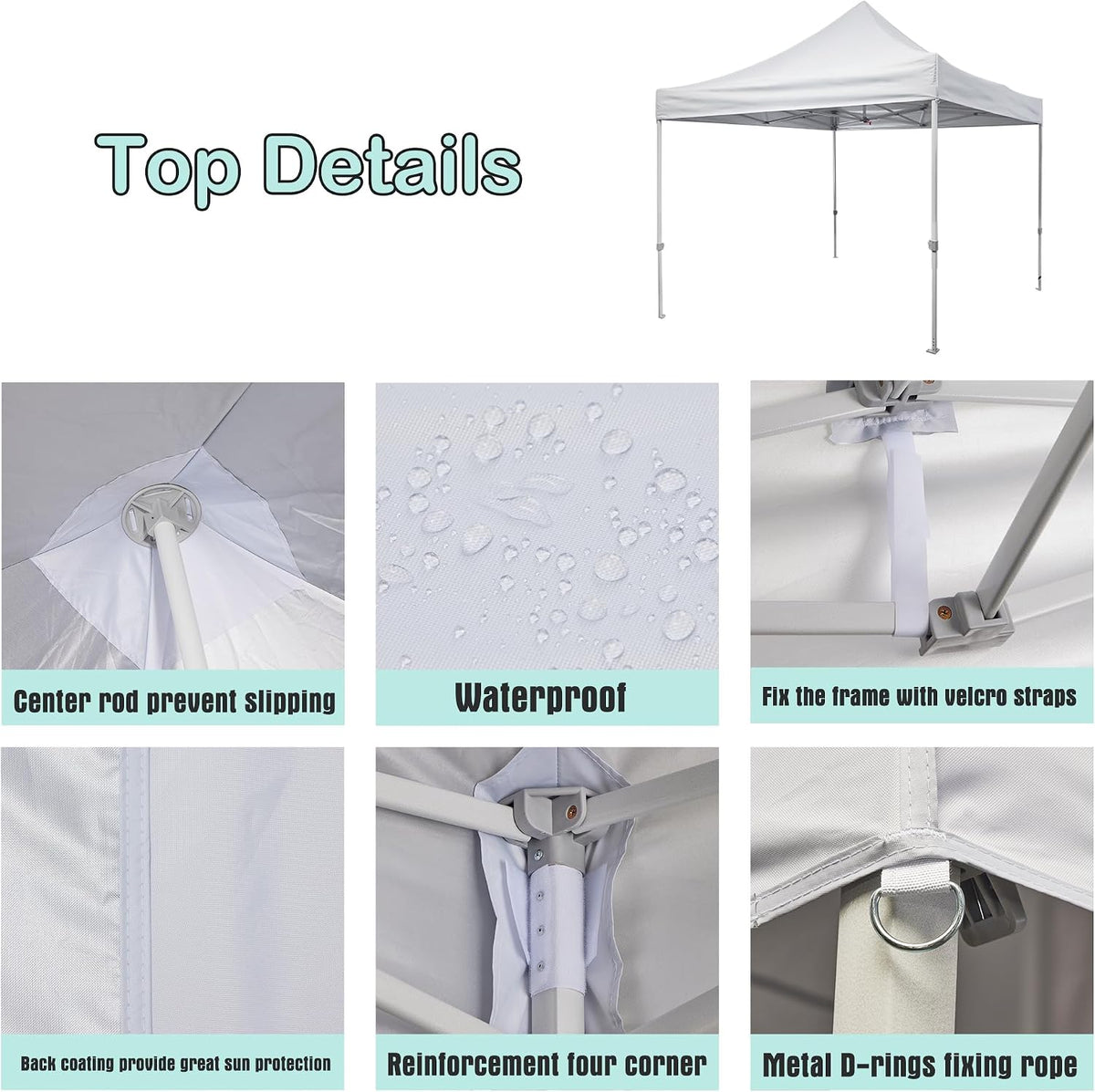 10x10 Canopy Replacement Top,Pop Up Tent Cover for Straight Leg Frame