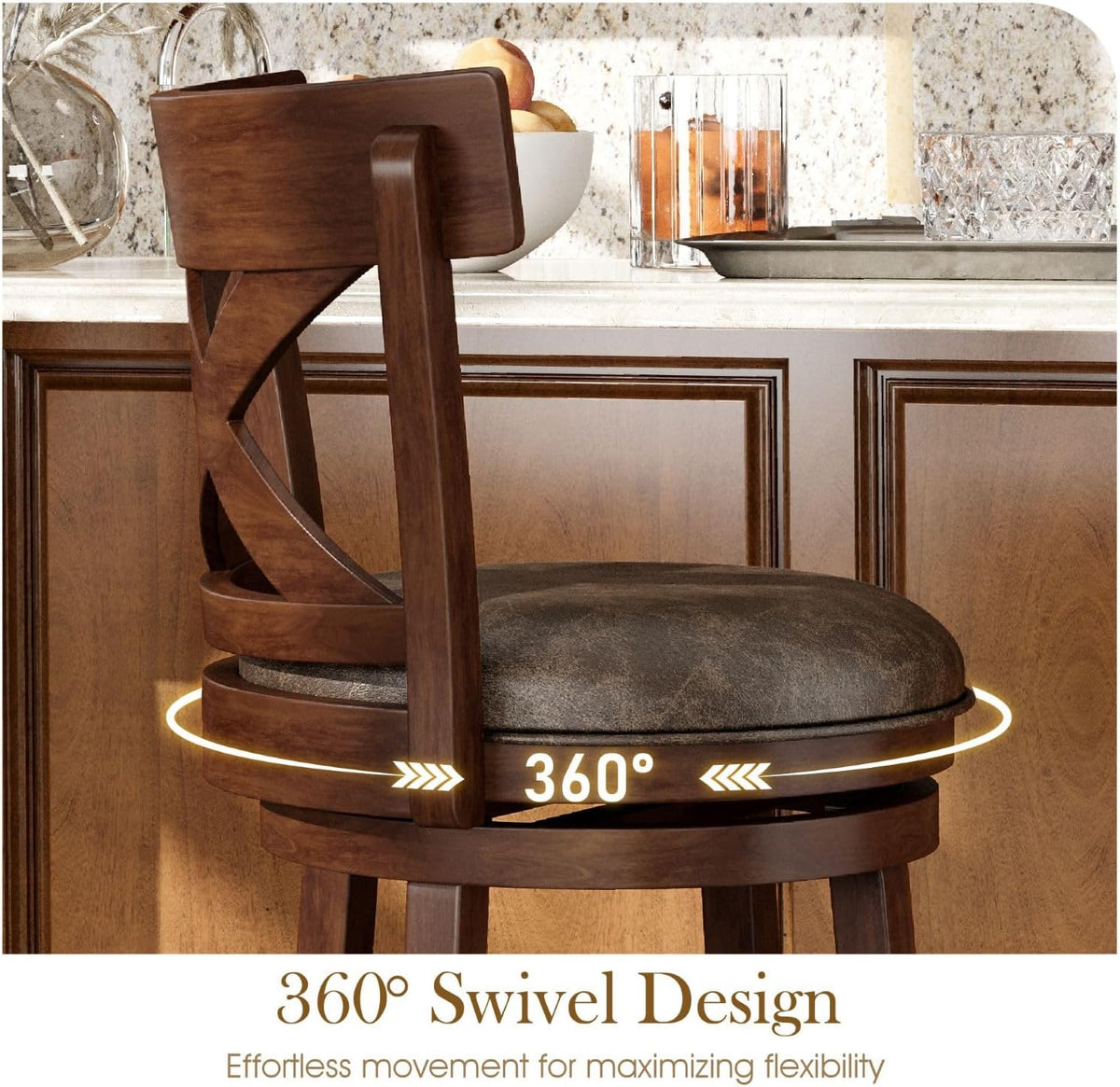 Sophia & William 26 Inch Swivel Bar Stools Set of 4, Counter Height Stools