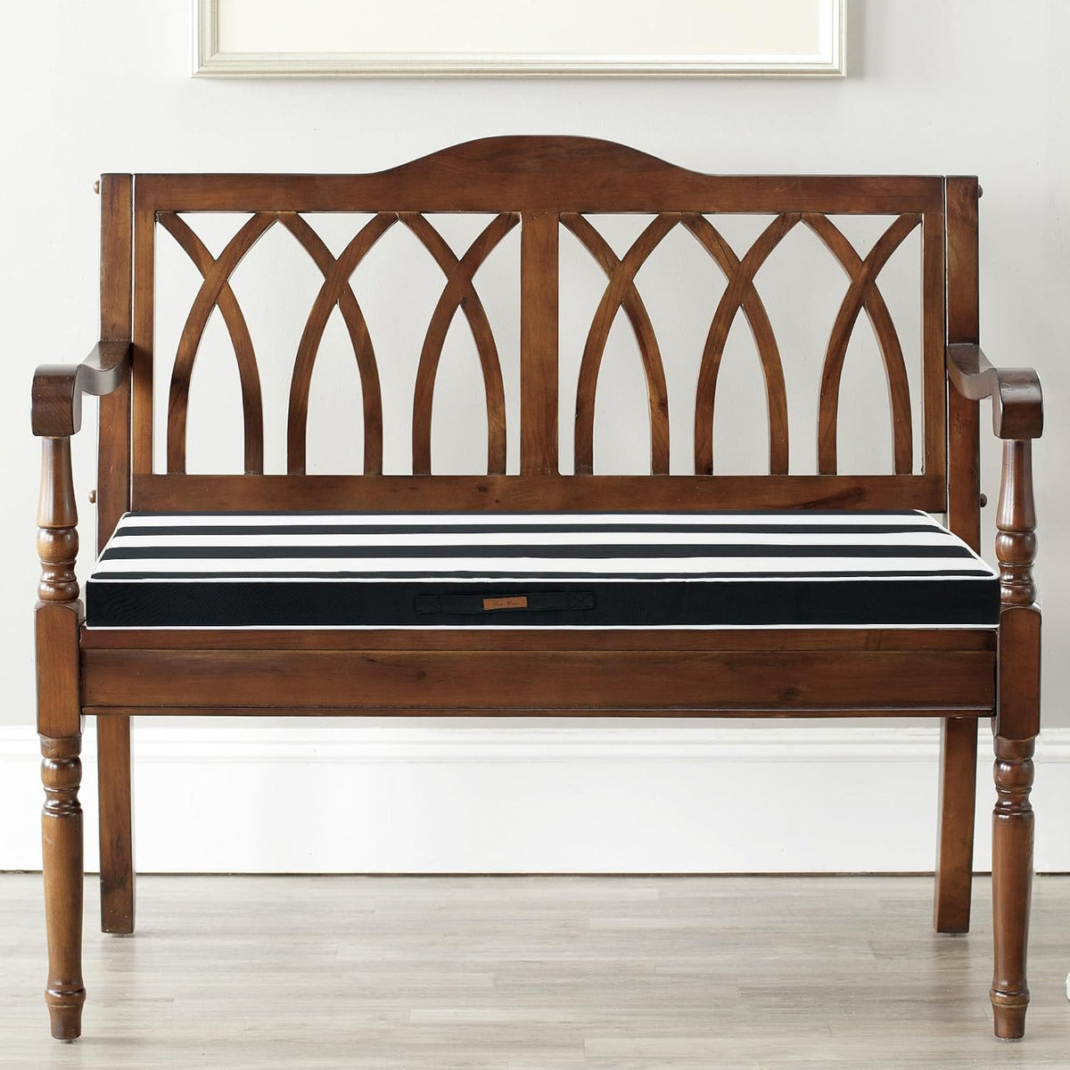 Outdoor Bench Cushion for Patio Furniture, 48x18Inch-Black White Stripe