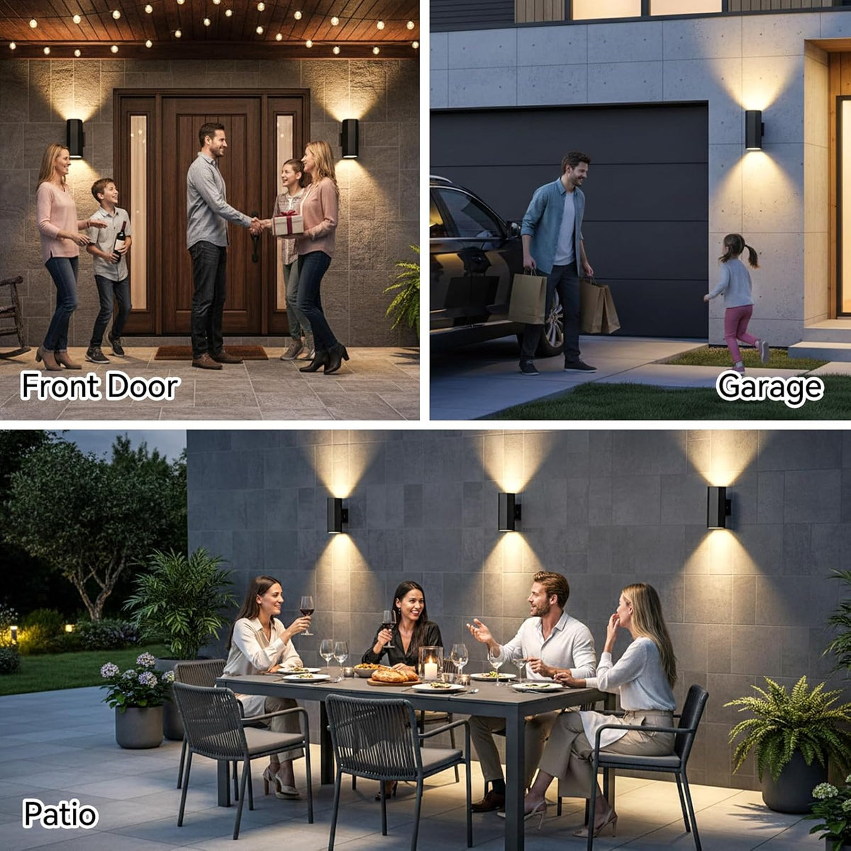 Outdoor Light Fixture, Up and Down Lights Outdoor Wall Light, 2 Packs, Waterproof Outside Lights for House, 12 inches Black Aluminum Exterior Lighting Fixtures for Porch Patio Garage
