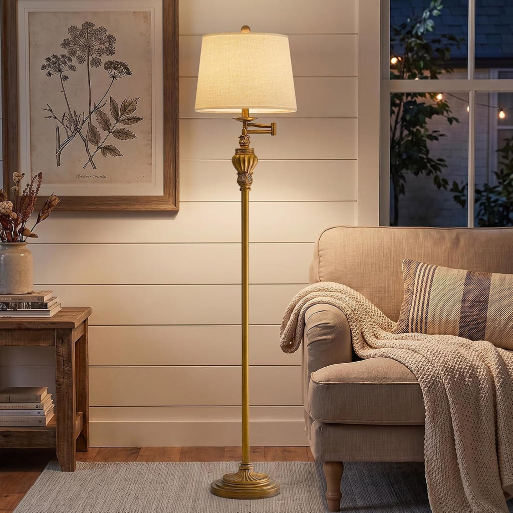 Vintage Floor Lamp with 350° Adjustable Swing Arm 61" Lamps for Living Room