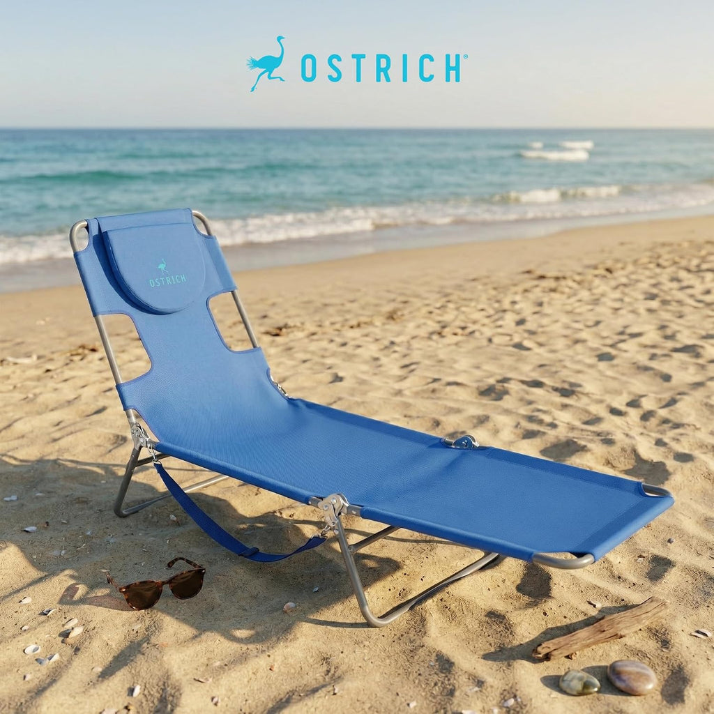 Ostrich The Original Chaise Lounge 72"x22" Portable Reclining Lounger, Blue