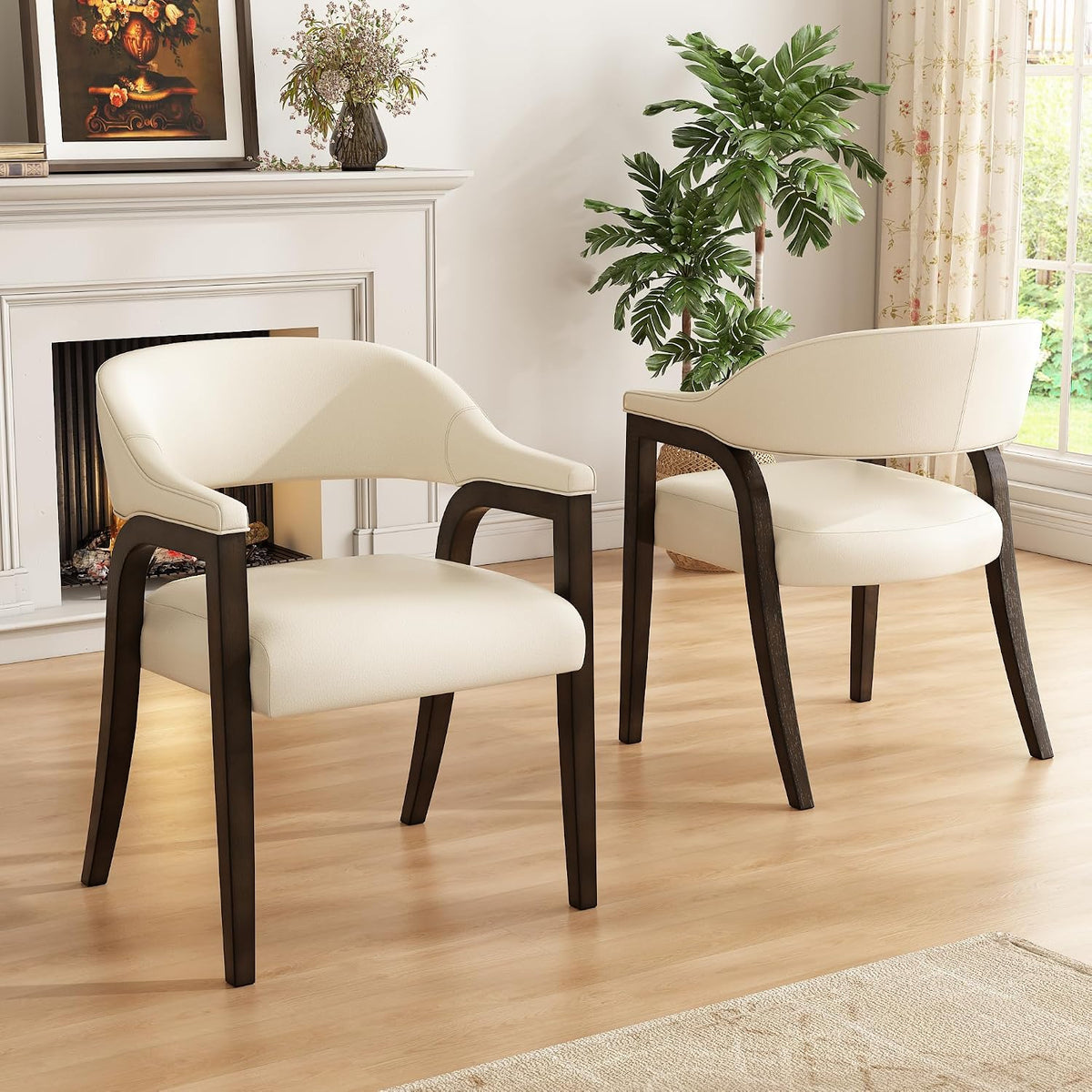 PU Leather Barrel Dining Chair Set of 4, Armchairs Set, No Table