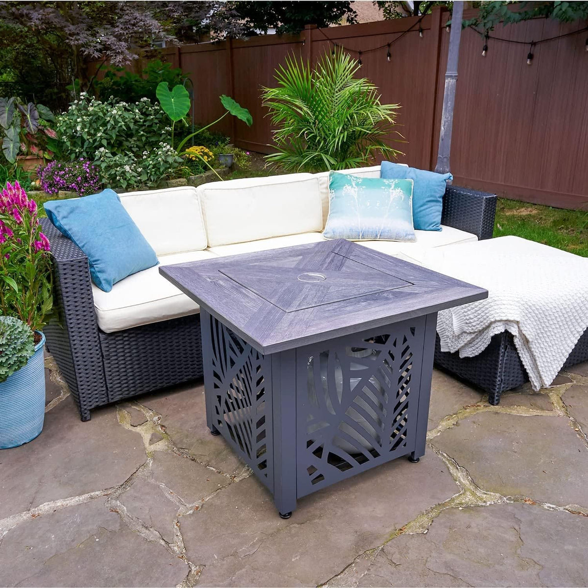 Endless Summer Lindsey 30 in LP Gas Fire Pit Table, Steel Base, GAD15318ES