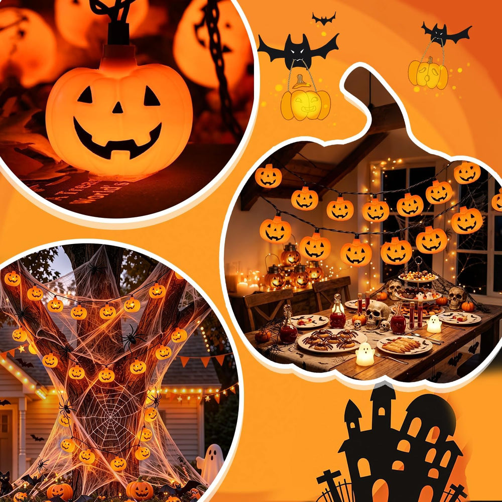 12Ft Halloween String Lights Plug in with 20 LED Pumpkin Lantern Lights, Nove...