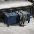 HOMCOM 36" Ottoman with Storage, Lift Top Rubberwood Legs 330 lb Dark Blue