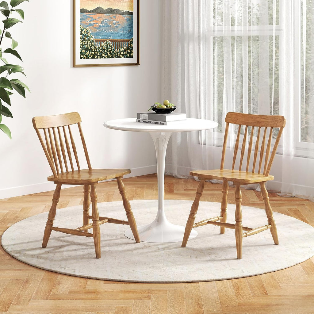 GIANTEX Windsor Dining Chairs Set of 2 w/Curved Spindle Back & Turned Legs