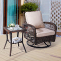 Outvita Rattan Outdoor Side Table with Glass Top & Storage Shelf