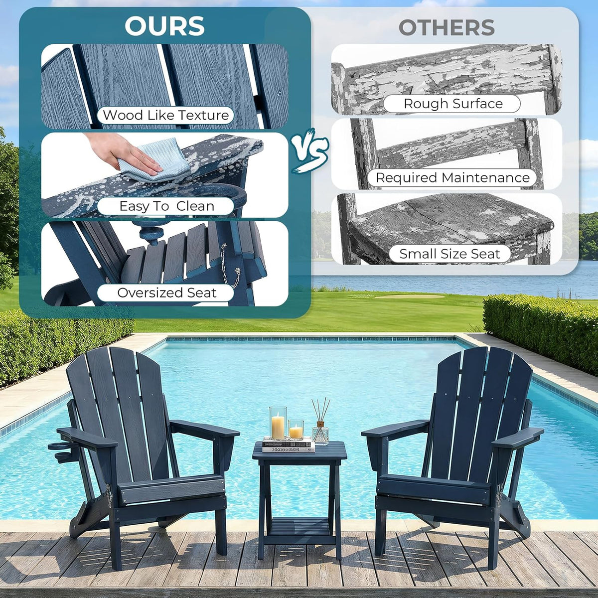 hdpe adirondack chair, folding outdoor patio chair with, package contents