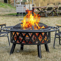 EcoNook 36 Inch Wood Burning Fire Pit with Spark Screen & Fire Poker