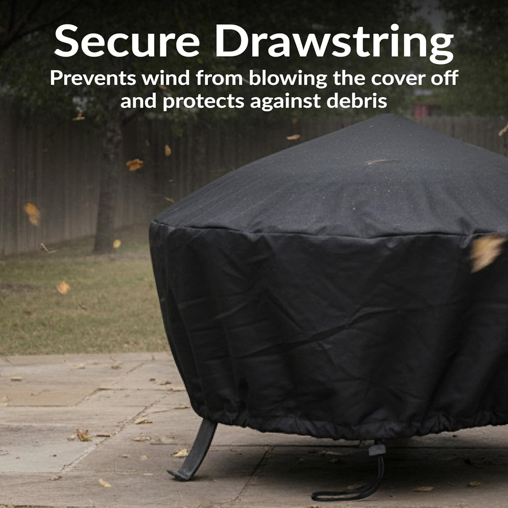Sunnydaze Heavy Duty Outdoor Fire Pit Cover, Round, Durable PVC, Black, 58"