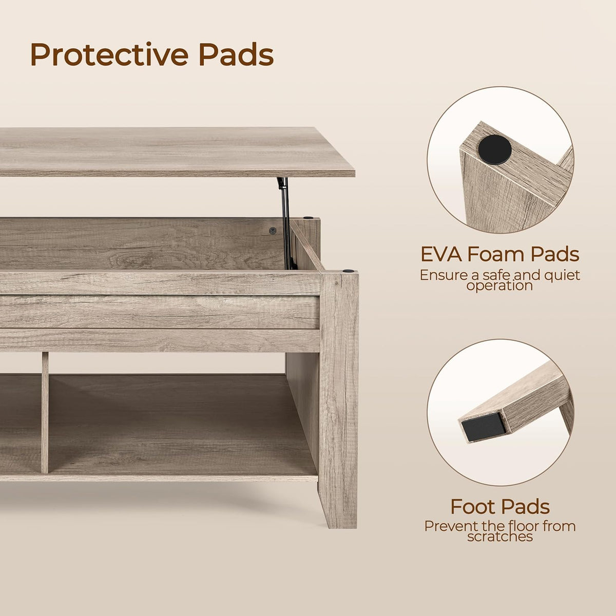 Yaheetech Lift Top Coffee Table with Hidden Storage Compartment Gray 47.5in