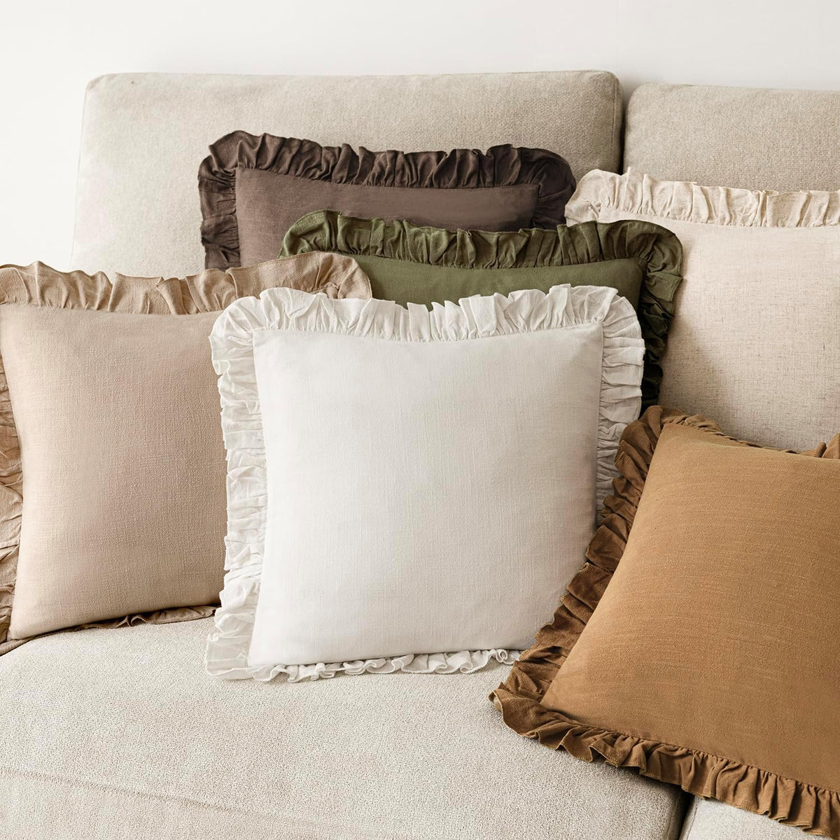 foindtower linen fringe ruffle throw pillow covers 22×22, package contents