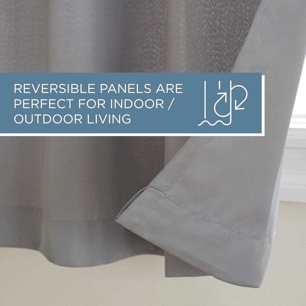 TOWN & COUNTRY BASICS Cabana Solid Heavyweight Indoor Outdoor Curtains, Light Filtering Opacity with Grommet Top, Water Repellent, 2-Pack Set, 54"x96", Medium Grey