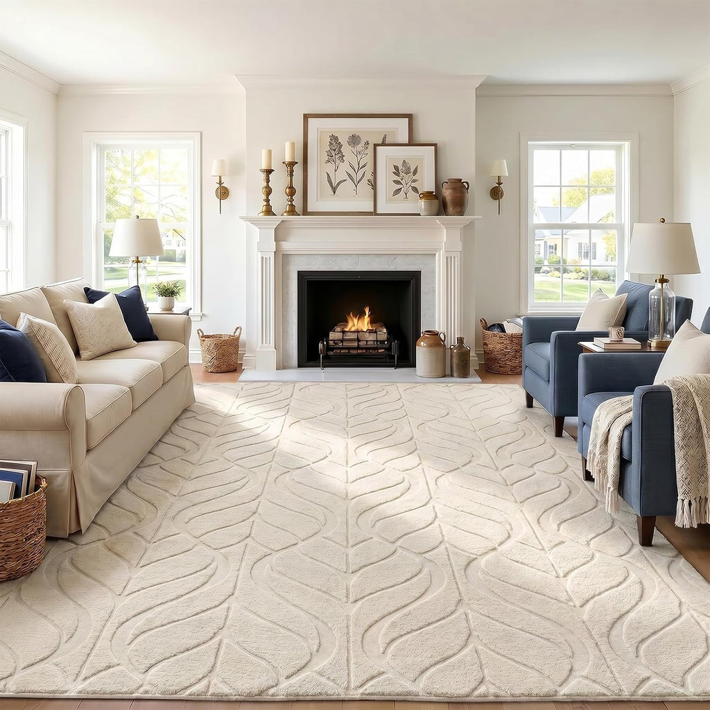 SHACOS 8x10 Soft Rug for Living Room Bedroom Fluffy Large Carpet, Beige