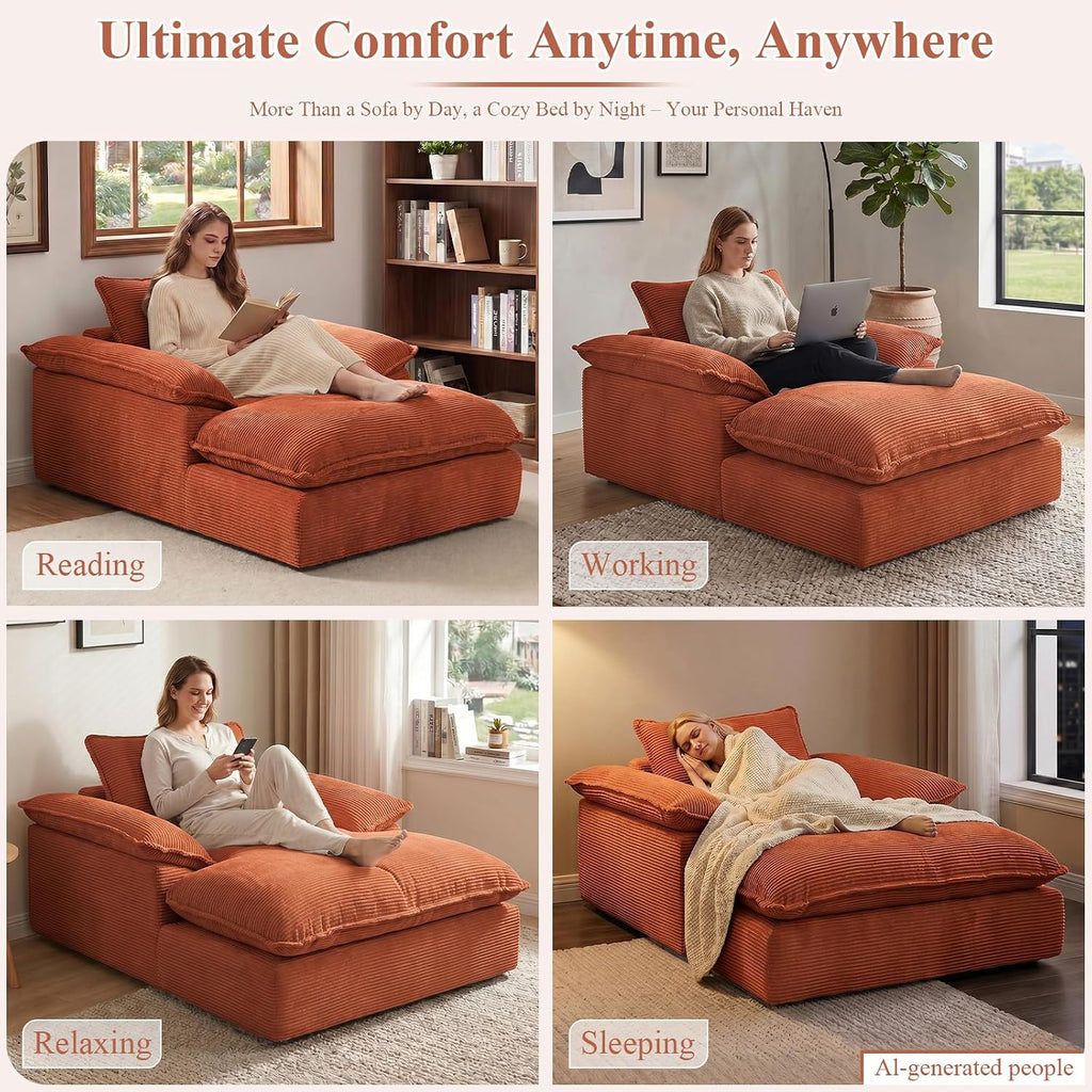67" Chaise Lounge Chair Indoor, Oversized Boneless Couch